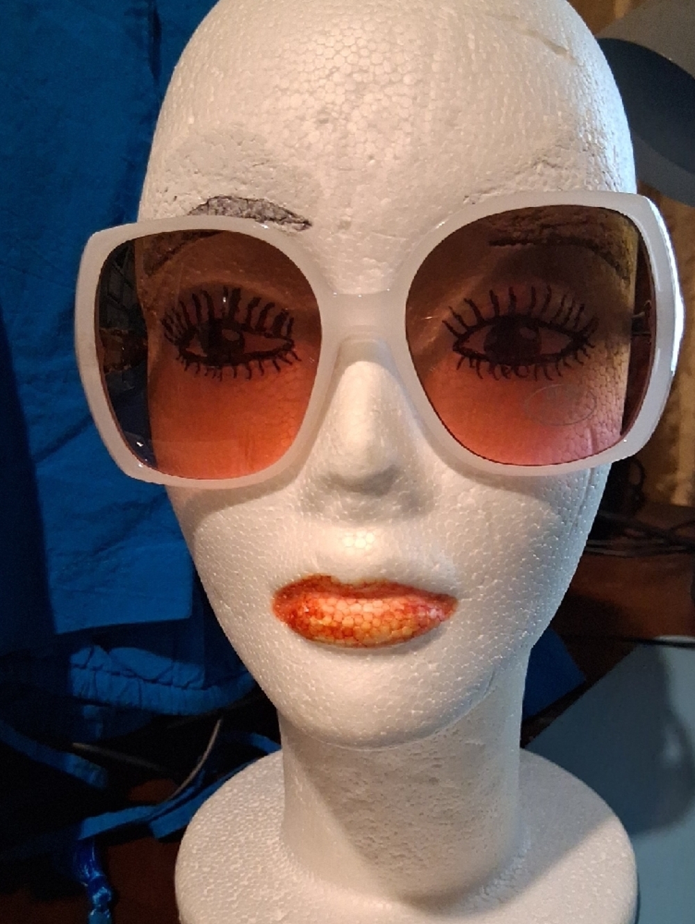 Women's White With Black and Gold Decorative Arm Sunglasses - Unbranded